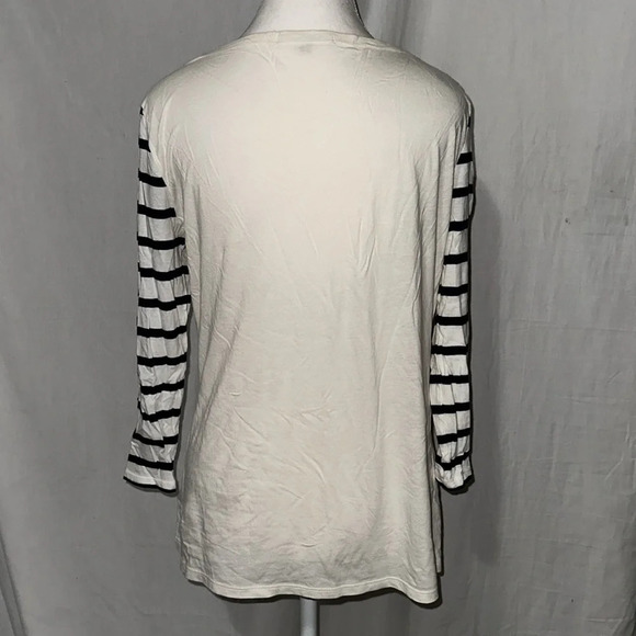 off white black & silver sequin striped Gap long sleeve shirt size small - Picture 2 of 3